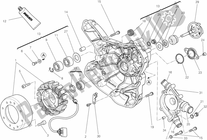 Tutte le parti per il Coperchio Del Generatore del Ducati Diavel Carbon USA 1200 2012